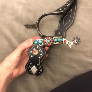 Women’s turquoise spurs with leather straps